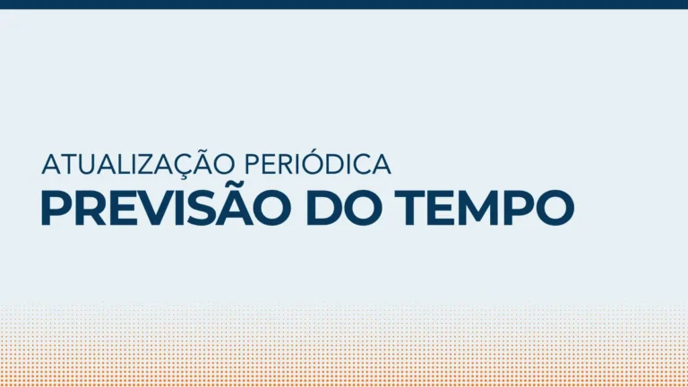 Arte da Defesa Civil de Santa Catarina com o título Previsão do Tempo, atualização periódica